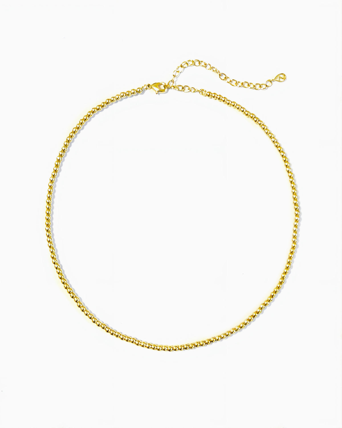 Classic Gold Beaded Necklace with polished round beads and an adjustable extender chain