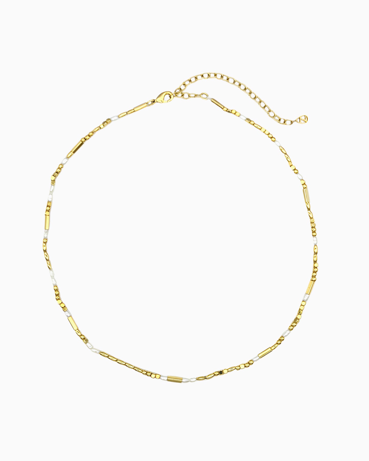 FRESHWATER PEARL & METAL BEADED NECKLACE