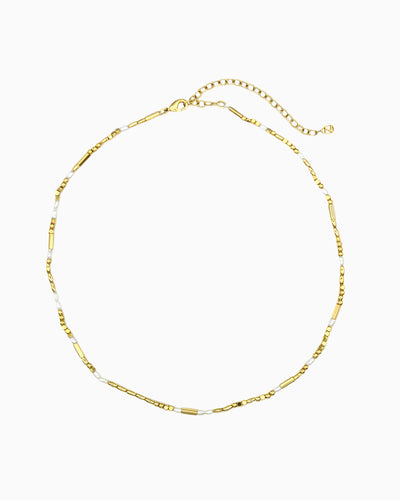FRESHWATER PEARL & METAL BEADED NECKLACE