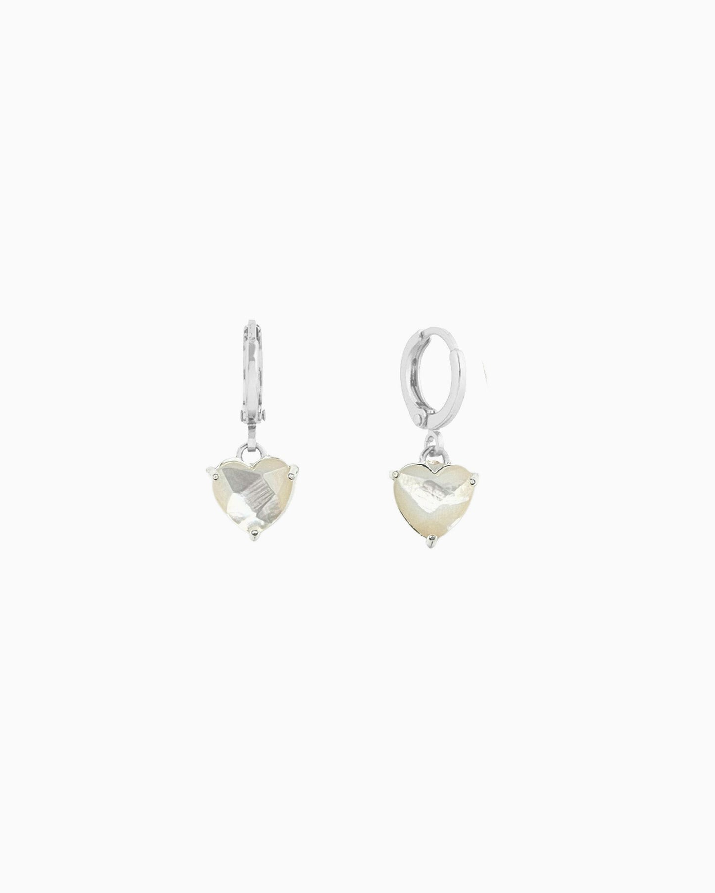 FACETED MOP HEART DROP EARRINGS