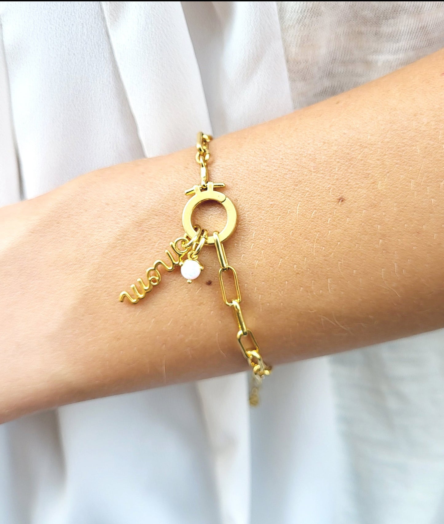 PAPERCLIP CHAIN CHARM HOLDER BRACELET