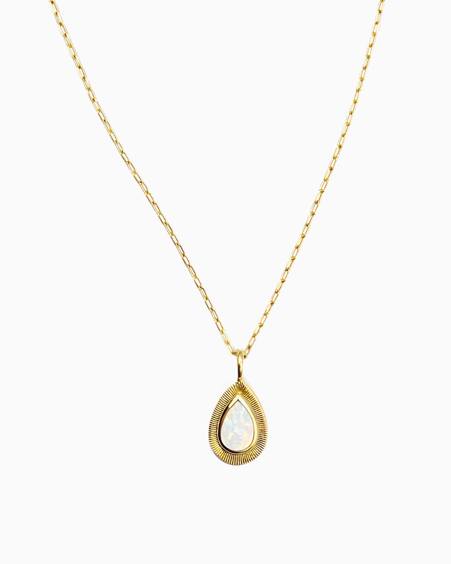 WHITE OPAL TEARDROP NECKLACE