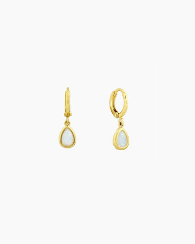 WHITE OPAL TEARDROP DROP EARRINGS