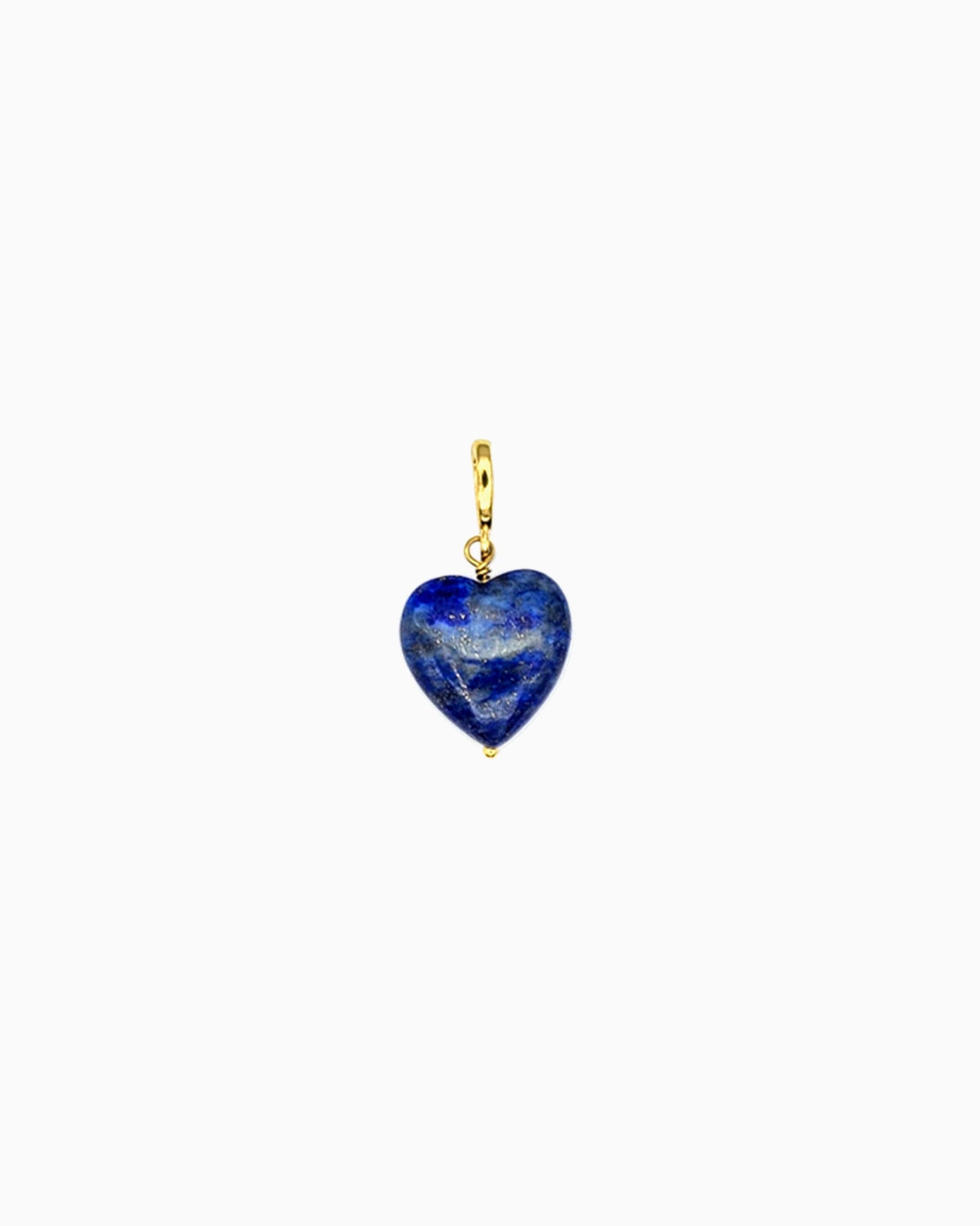 gold plated pvd lapis lazulii heart clip-on charm