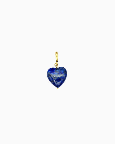 gold plated pvd lapis lazulii heart clip-on charm