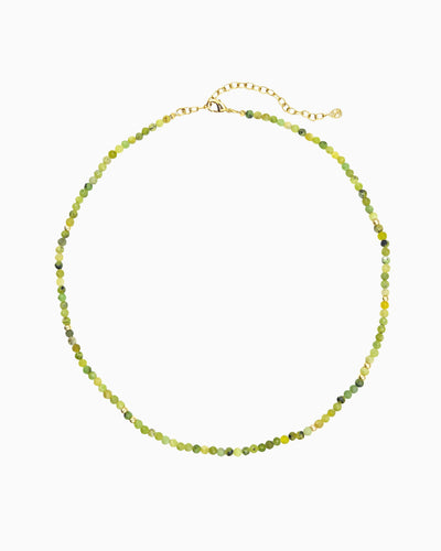 gold pvd plated chrysoprase beaded necklace