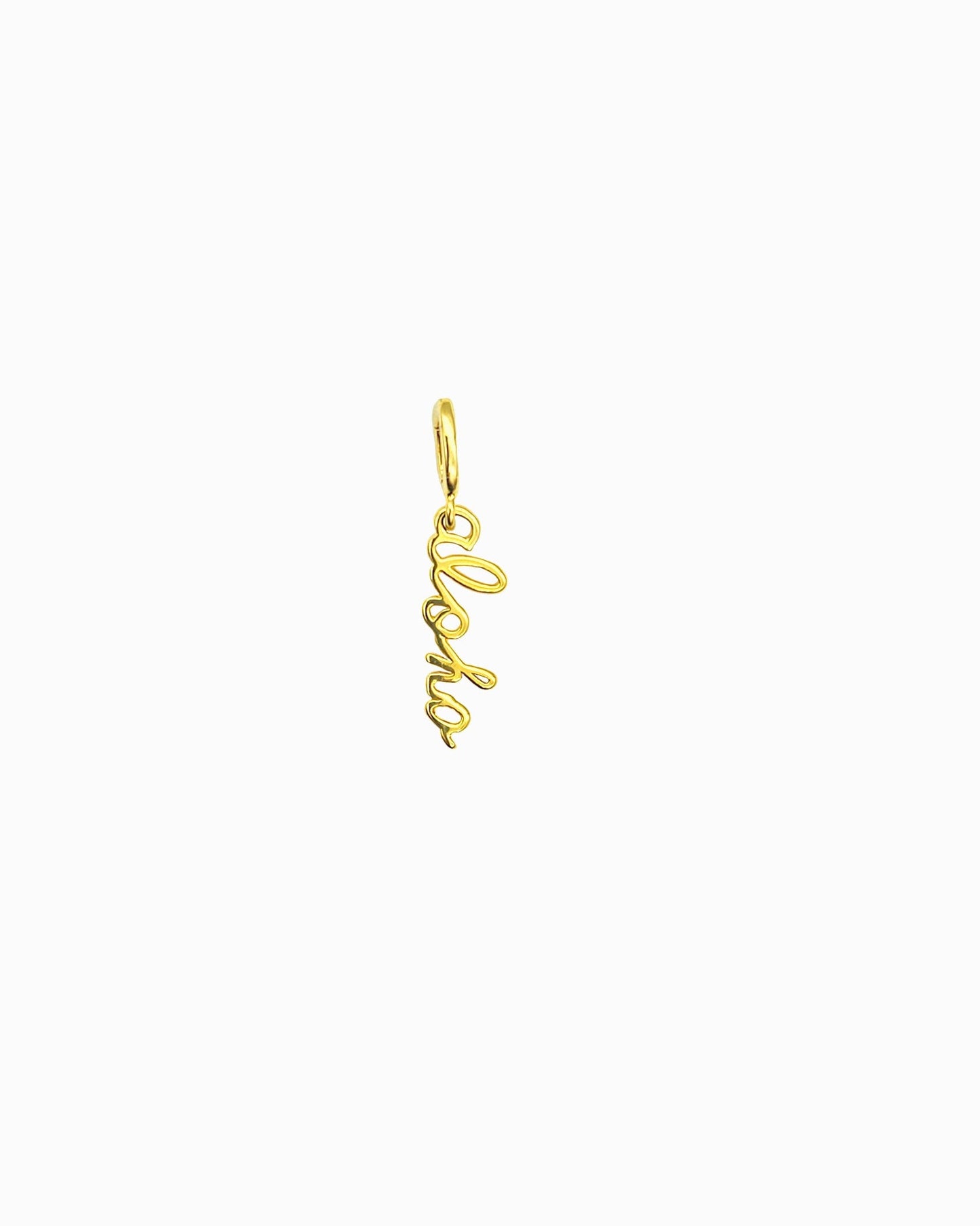 aloha script clip-on charm in gold finish