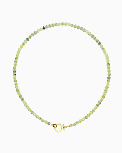 greenery beaded charm holder necklace with front toggle ring hinged clasp