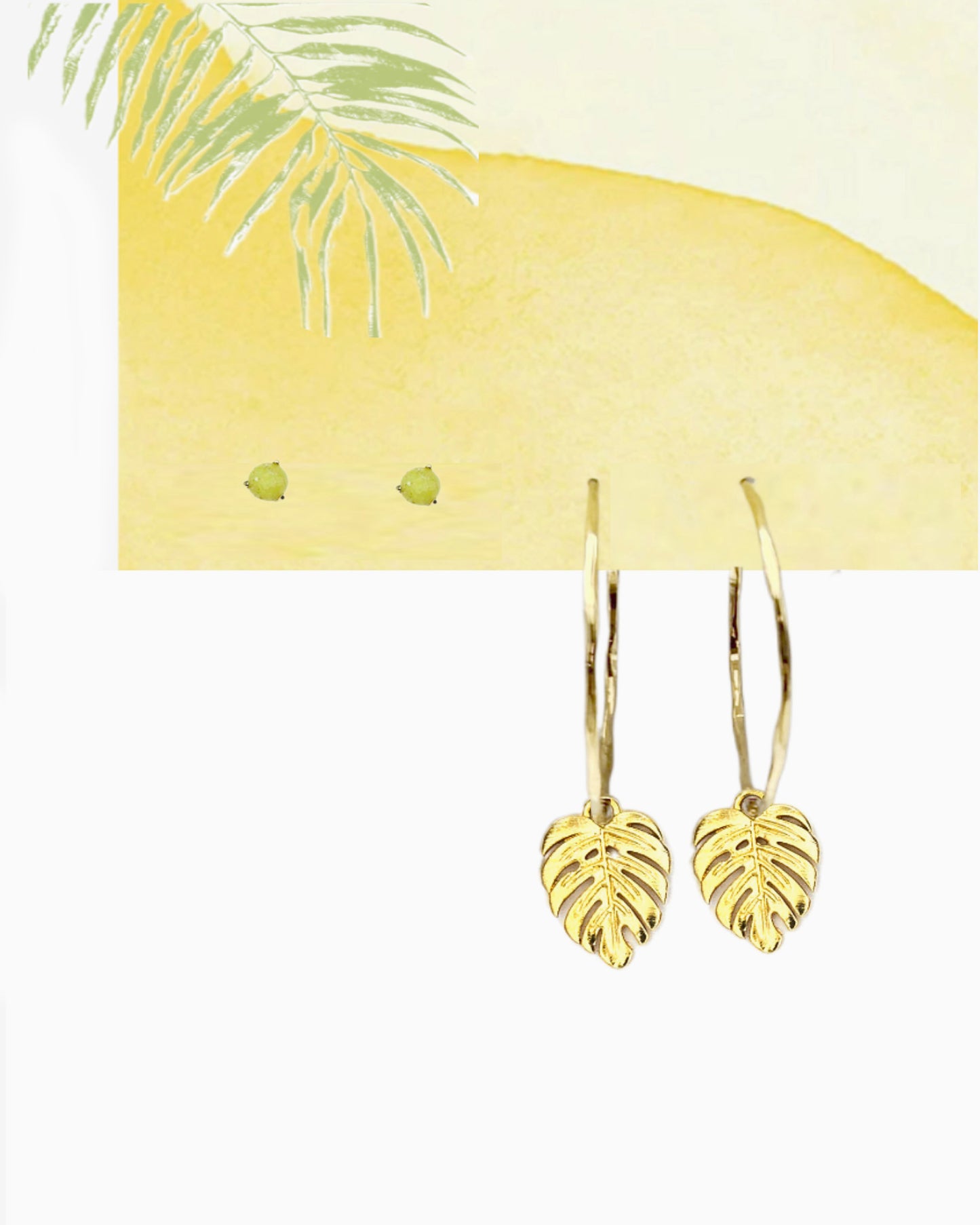 MONSTERA LEAF CONVERTIBLE EARRINGS SET