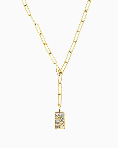 PALM LEAF ABALONE VERSATILE PAPERCLIP NECKLACE
