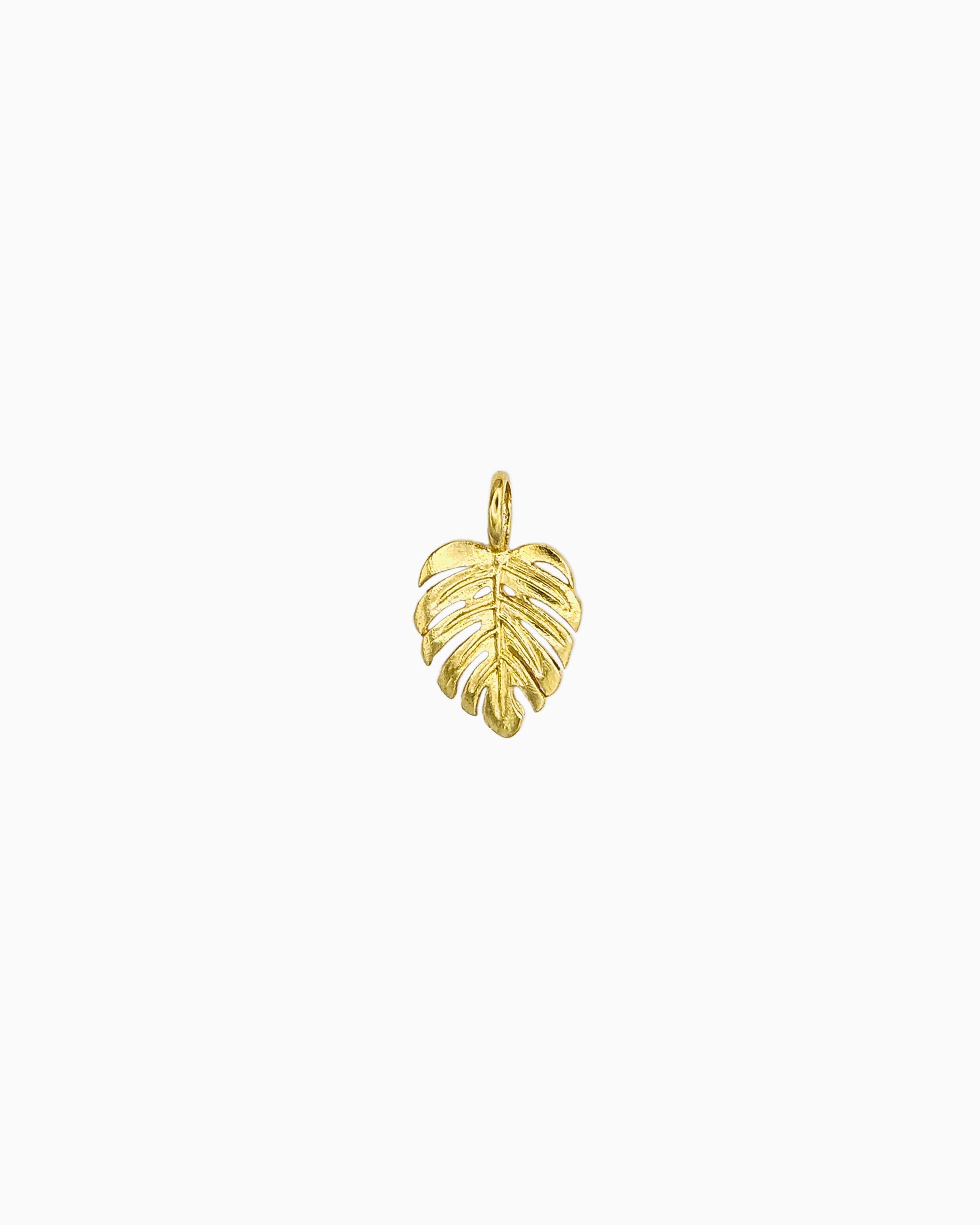 Gold Monstera Leaf Slide-On Charm with textured tropical leaf design