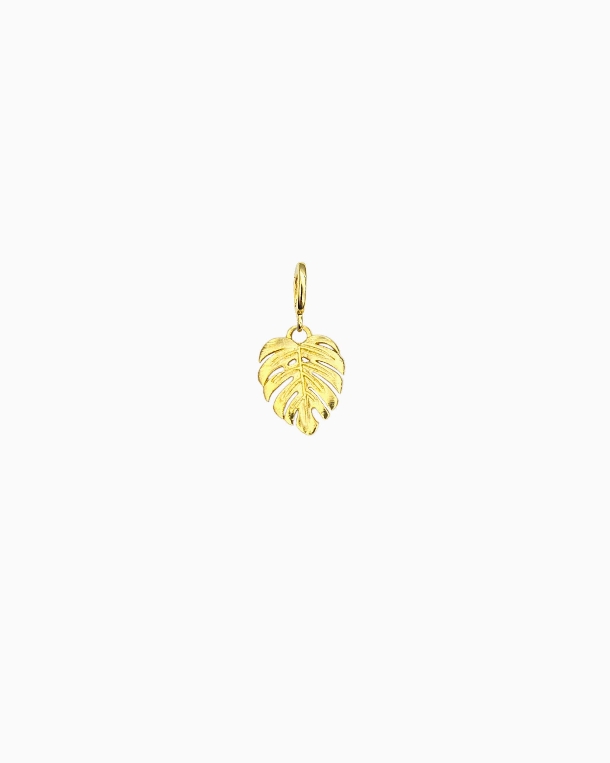monstera leaf clip-on charm in gold finish