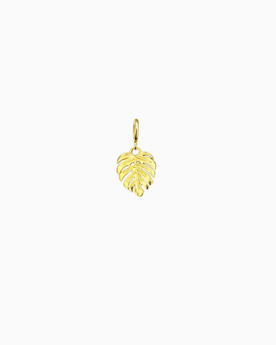 monstera leaf clip-on charm in gold finish