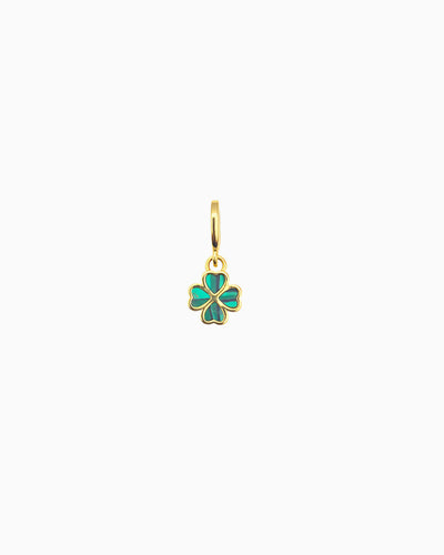 gold pvd plated malacite inlay clover clip-on charm