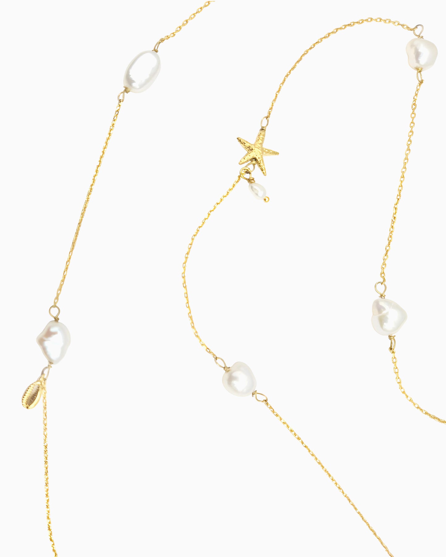 SEASIDE PEARL CHARM LONG NECKLACE