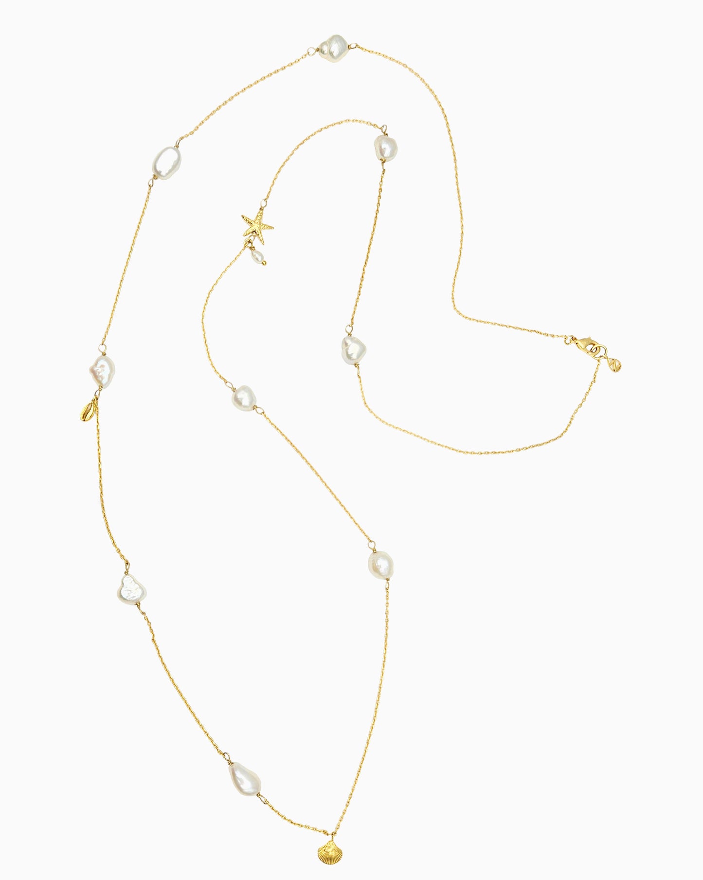 SEASIDE PEARL CHARM LONG NECKLACE