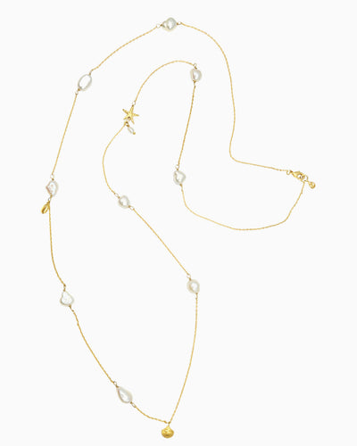 SEASIDE PEARL CHARM LONG NECKLACE