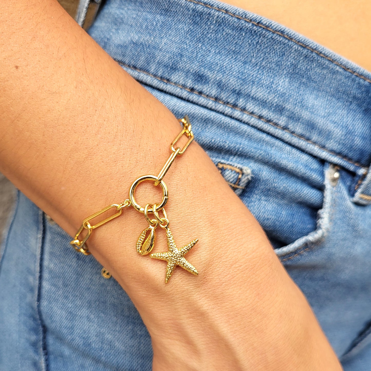 PAPERCLIP CHAIN CHARM HOLDER BRACELET
