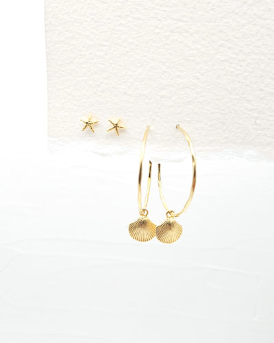 STARFISH & SEASHELL CONVERTIBLE EARRINGS SET