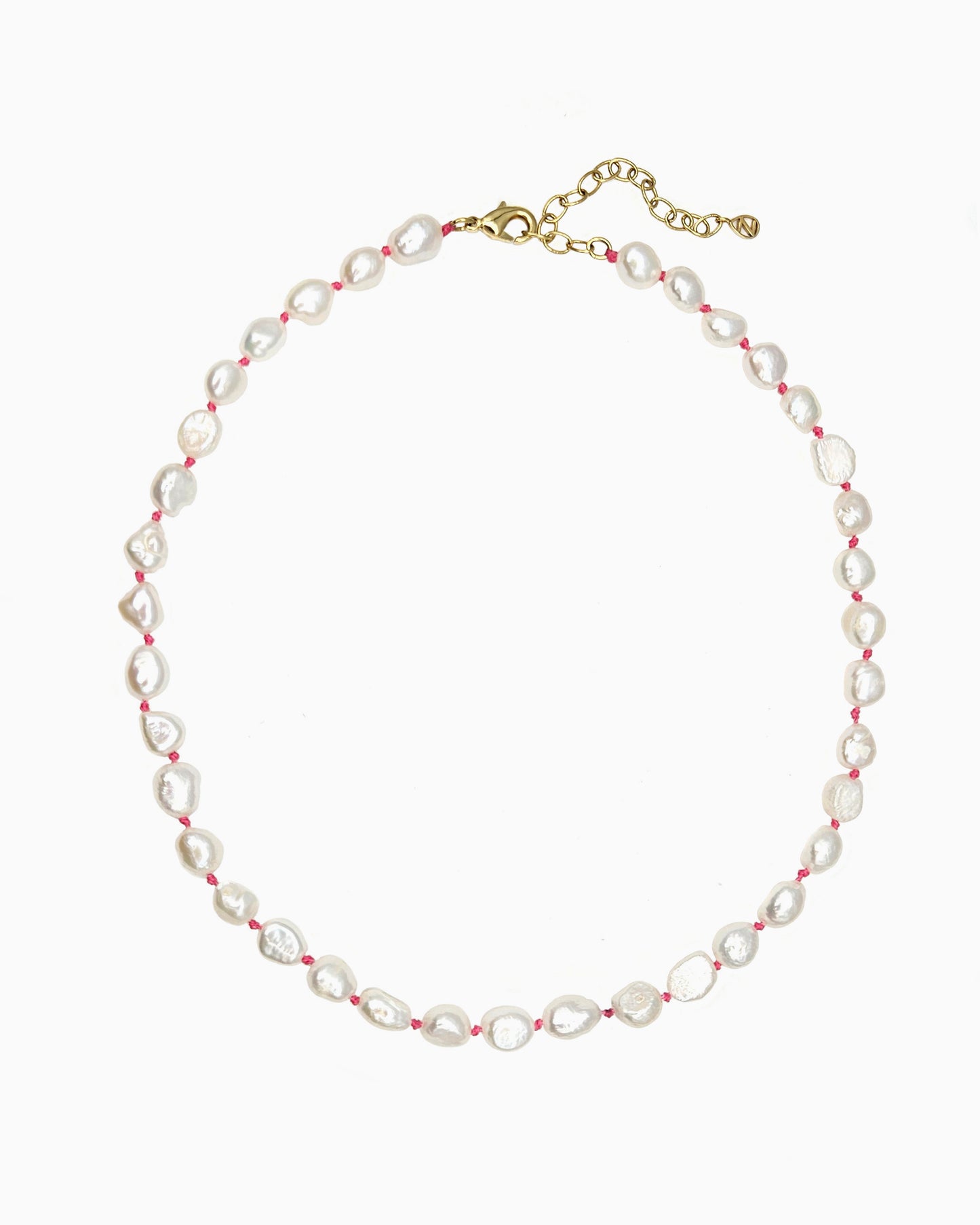 PINK THREAD FRESHWATER PEARL HAND-KNOTTED NECKLACE