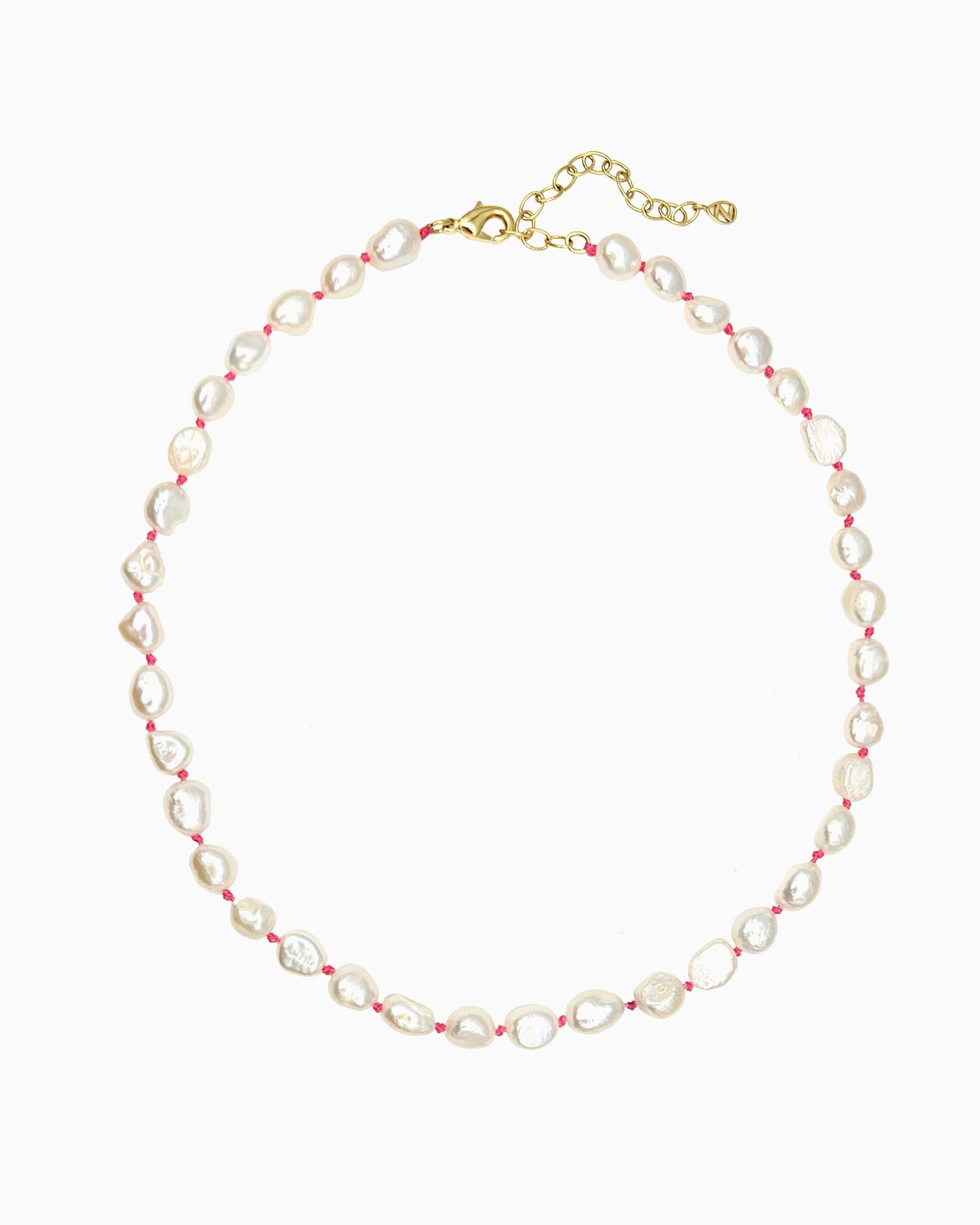 PINK THREAD FRESHWATER PEARL HAND-KNOTTED NECKLACE