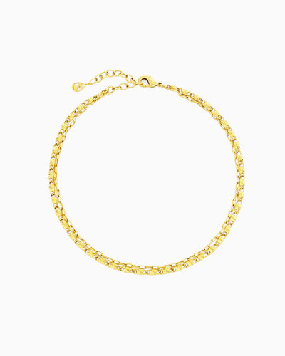 SUNBURST & LINK CHAIN LAYERED ANKLET