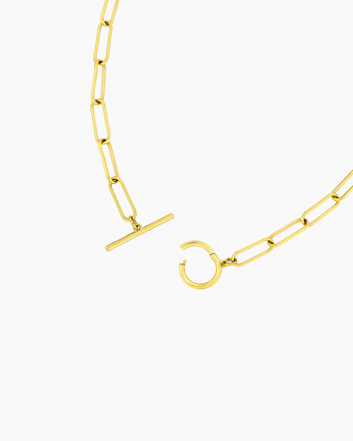 PAPERCLIP CHAIN CHARM HOLDER TOGGLE NECKLACE