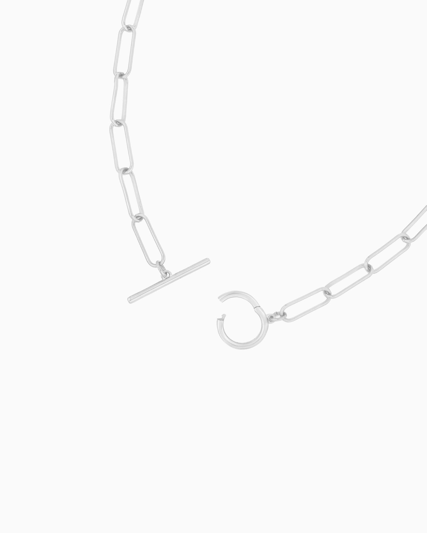 PAPERCLIP CHAIN CHARM HOLDER TOGGLE NECKLACE