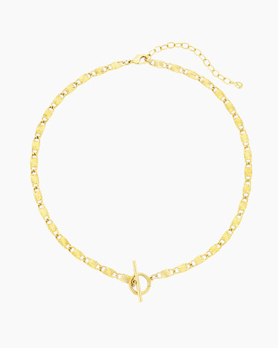 sunburst chain charm holder necklace with front toggle clasp in gold finish