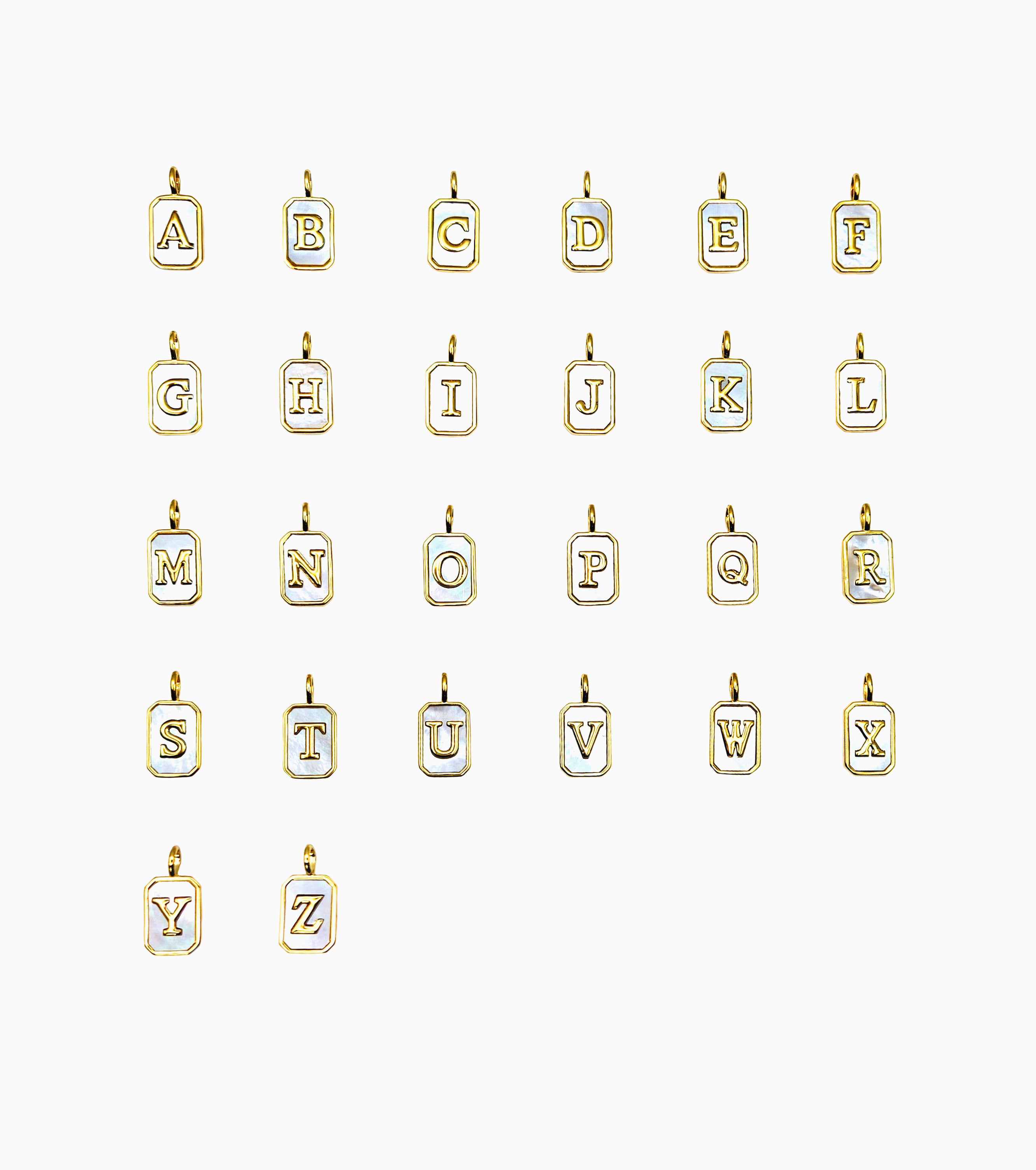 mother of pearl initial slide-on charm collection