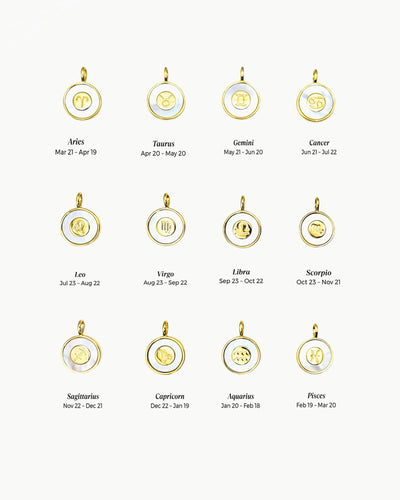 mother of pearl zodiac slide-on charm collection