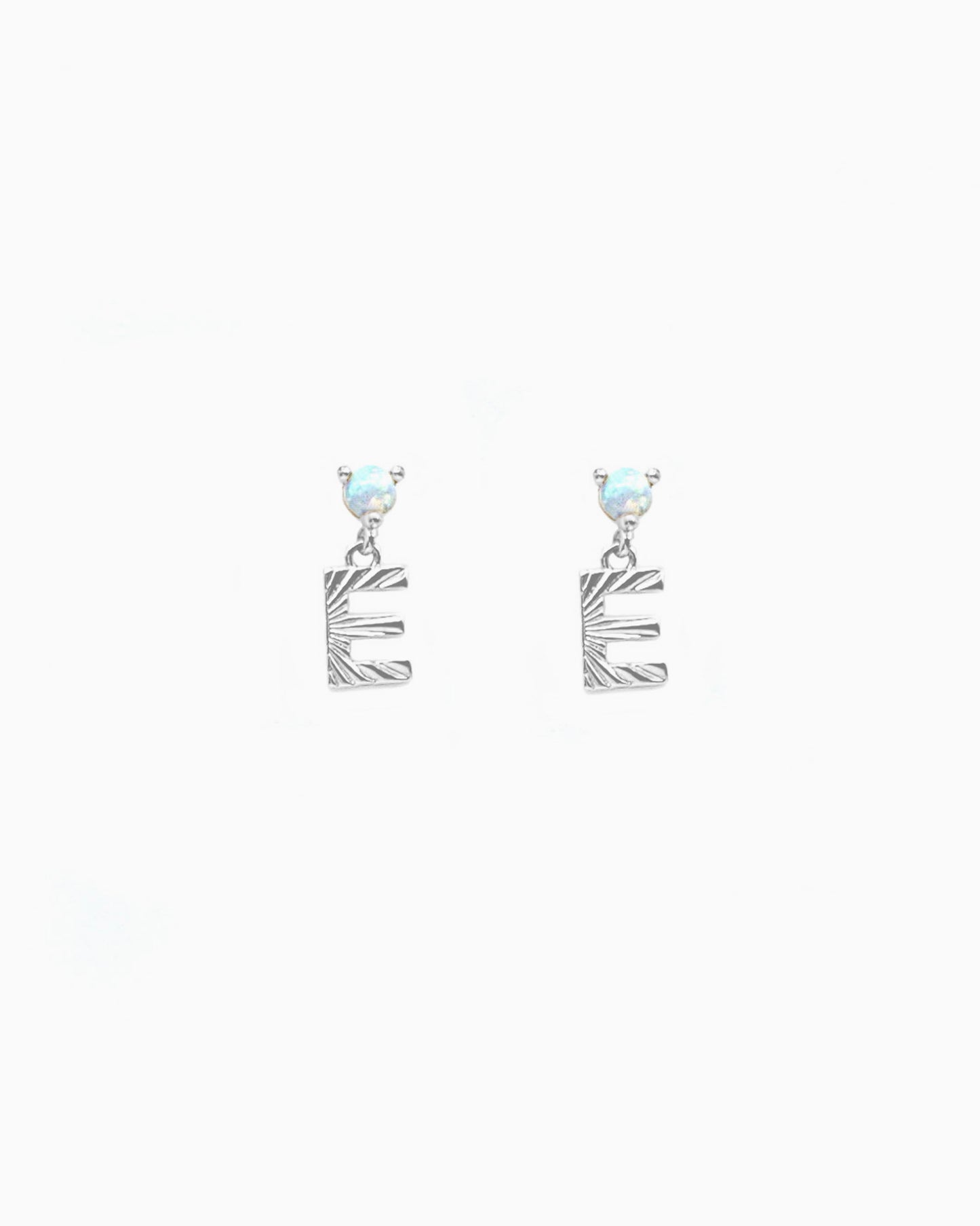 WHITE OPAL INITIAL DROP EARRINGS