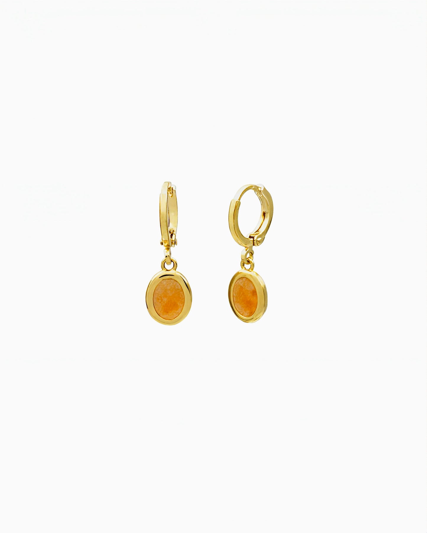 GEMSTONE DROP HUGGIE EARRINGS-Red Aventurine