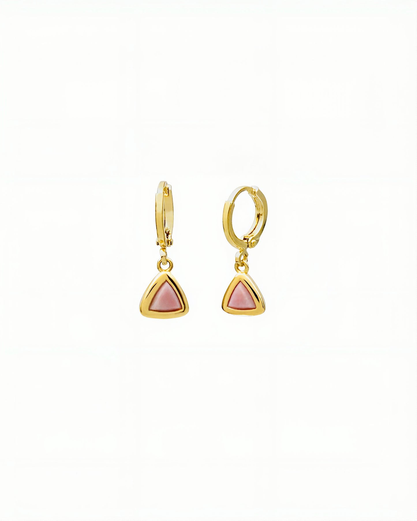 GEMSTONE DROP HUGGIE EARRINGS-Rhodonite