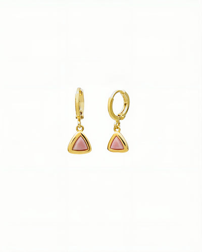GEMSTONE DROP HUGGIE EARRINGS-Rhodonite