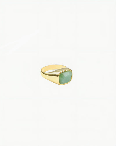 GEMSTONE SIGNET RING-Green Aventurine