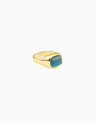 GEMSTONE SIGNET RING-Blue Apatite