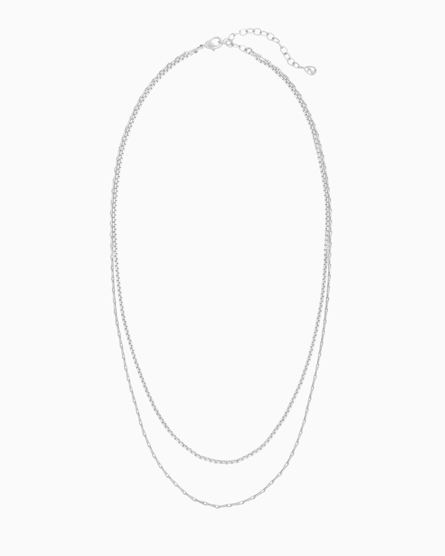 ROUND BOX & BARLEYCORN CHAIN LAYERED NECKLACE