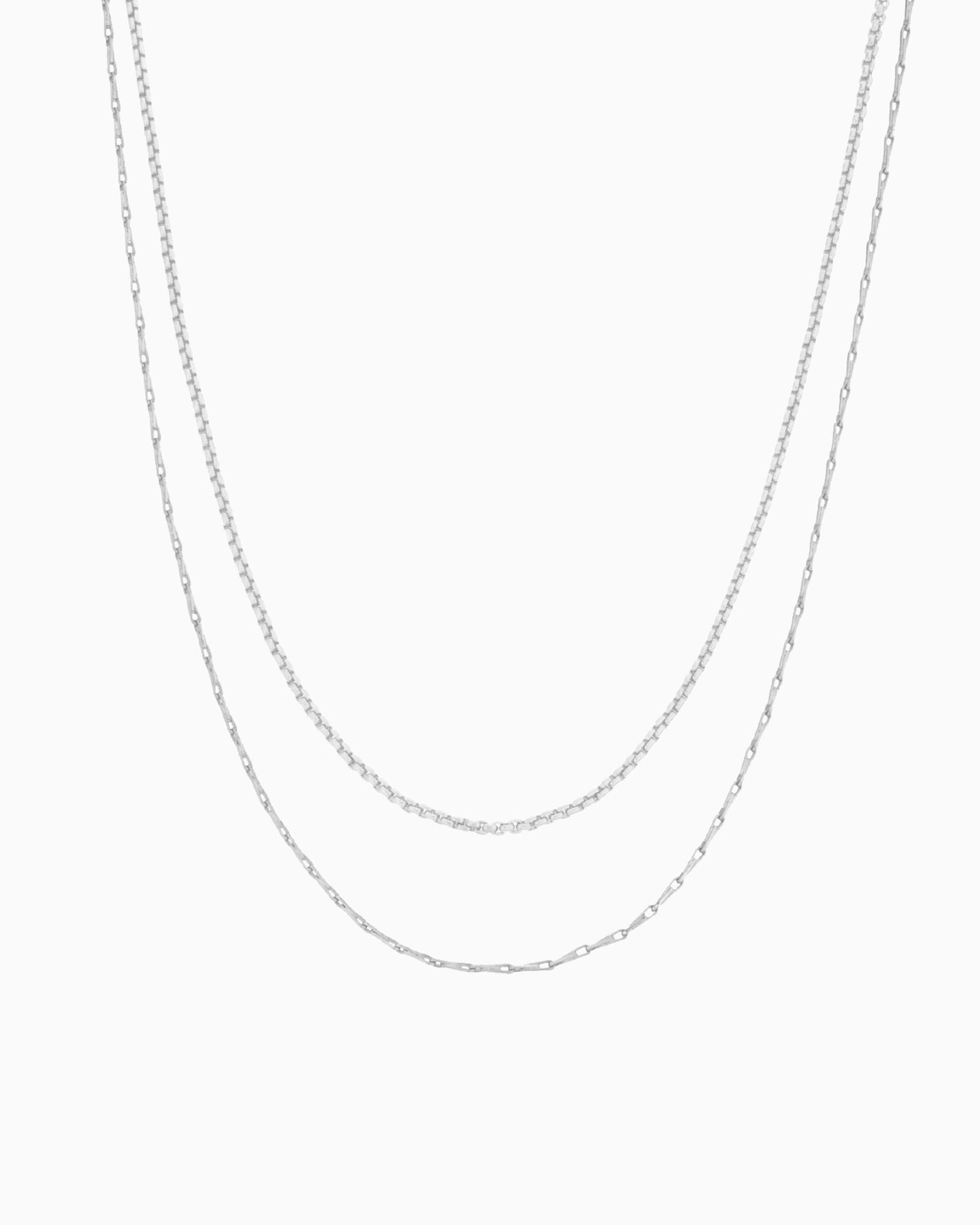 ROUND BOX & BARLEYCORN CHAIN LAYERED NECKLACE