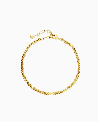 ROUND BOX & BARLEYCORN CHAIN BRACELET