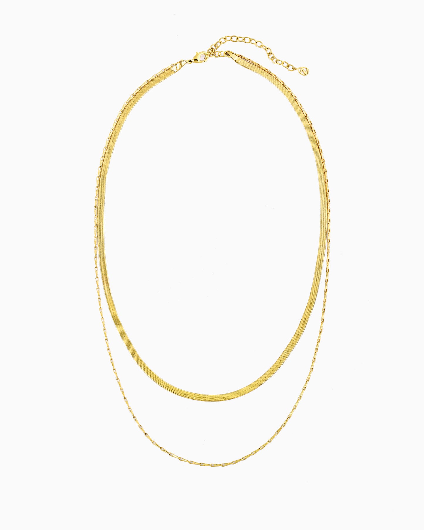 HERRINGBONE & BARLEYCORN CHAIN LAYERED NECKLACE