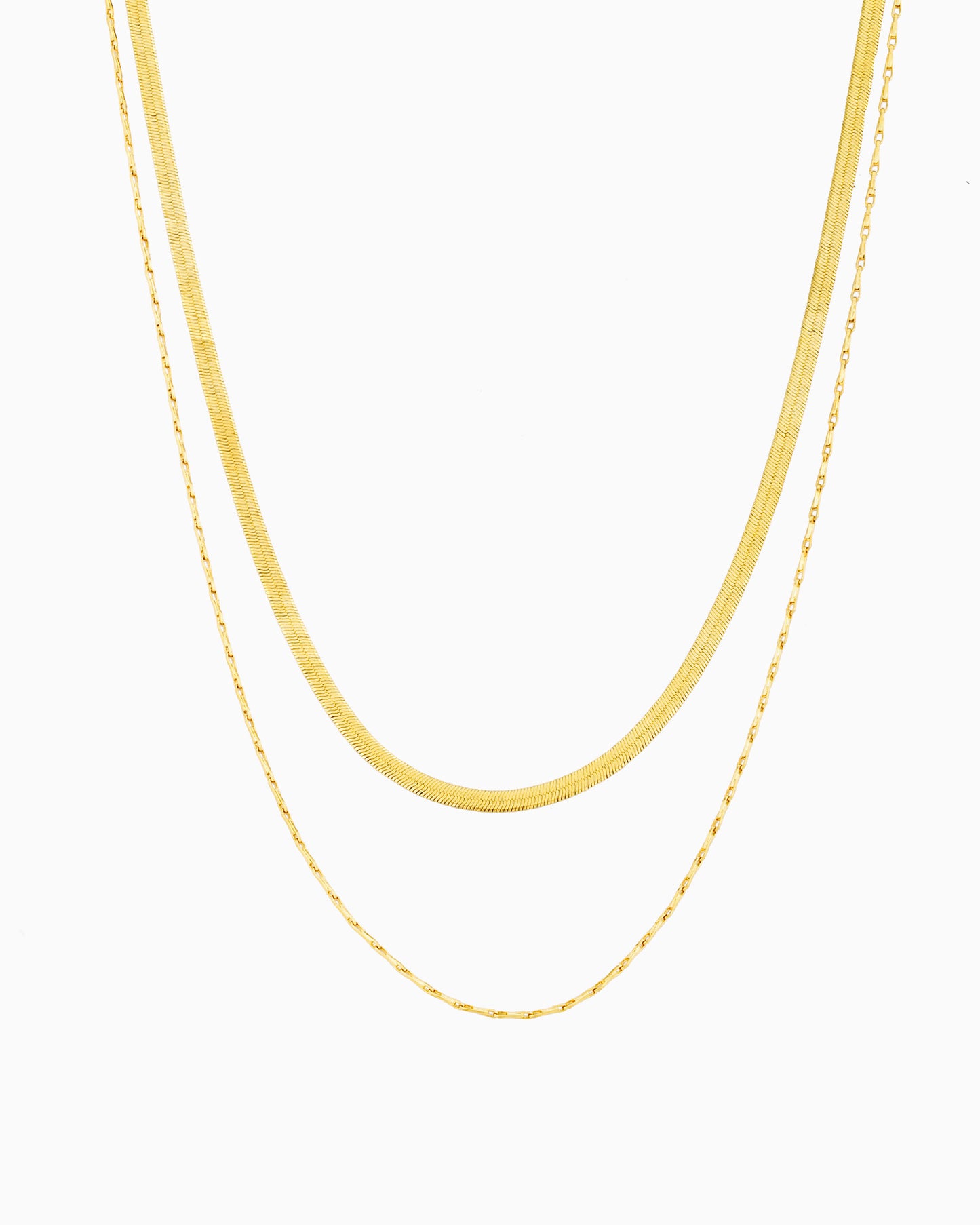 HERRINGBONE & BARLEYCORN CHAIN LAYERED NECKLACE