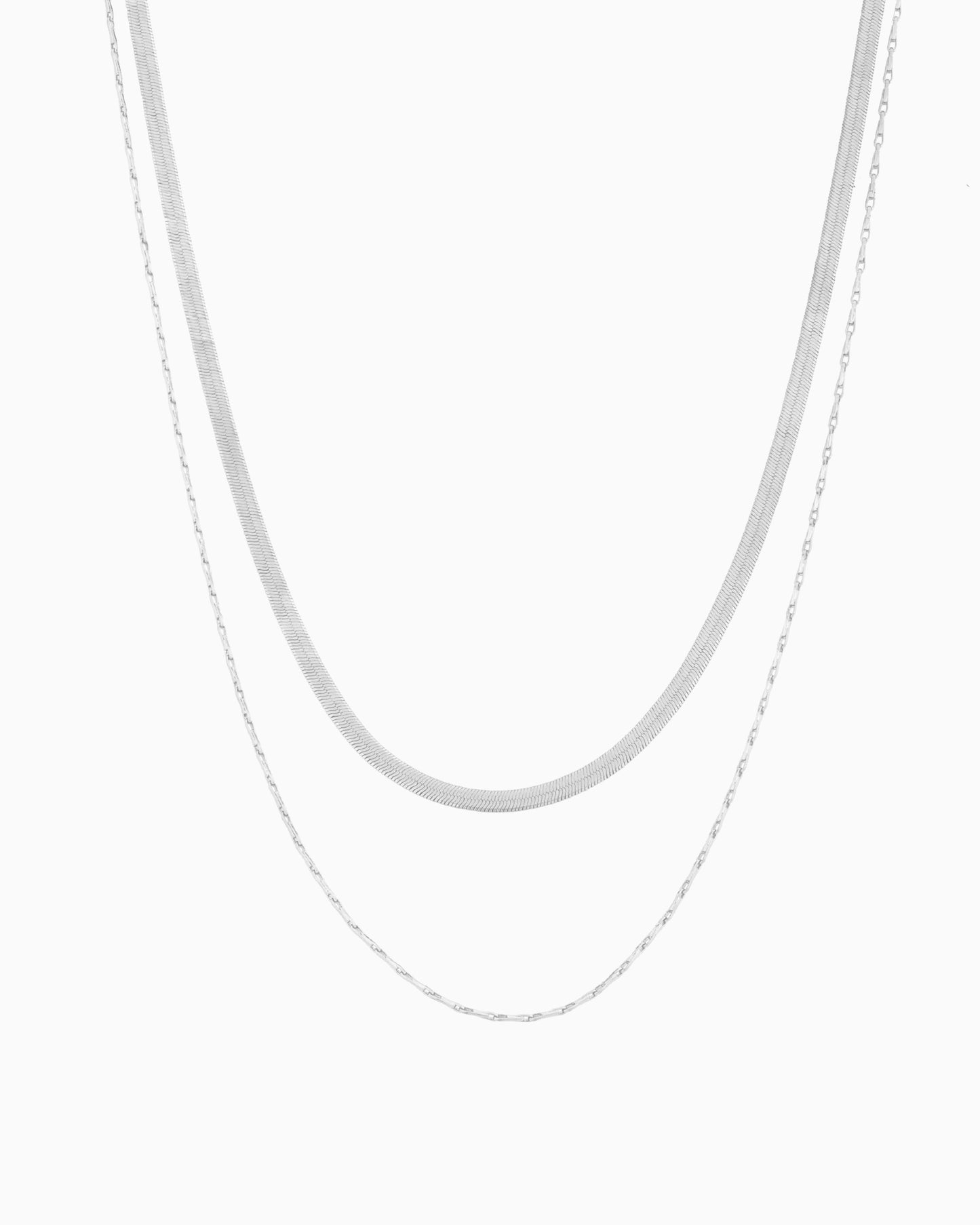 HERRINGBONE & BARLEYCORN CHAIN LAYERED NECKLACE