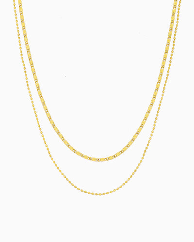 SUNBURST & BALL CHAIN LAYERED NECKLACE