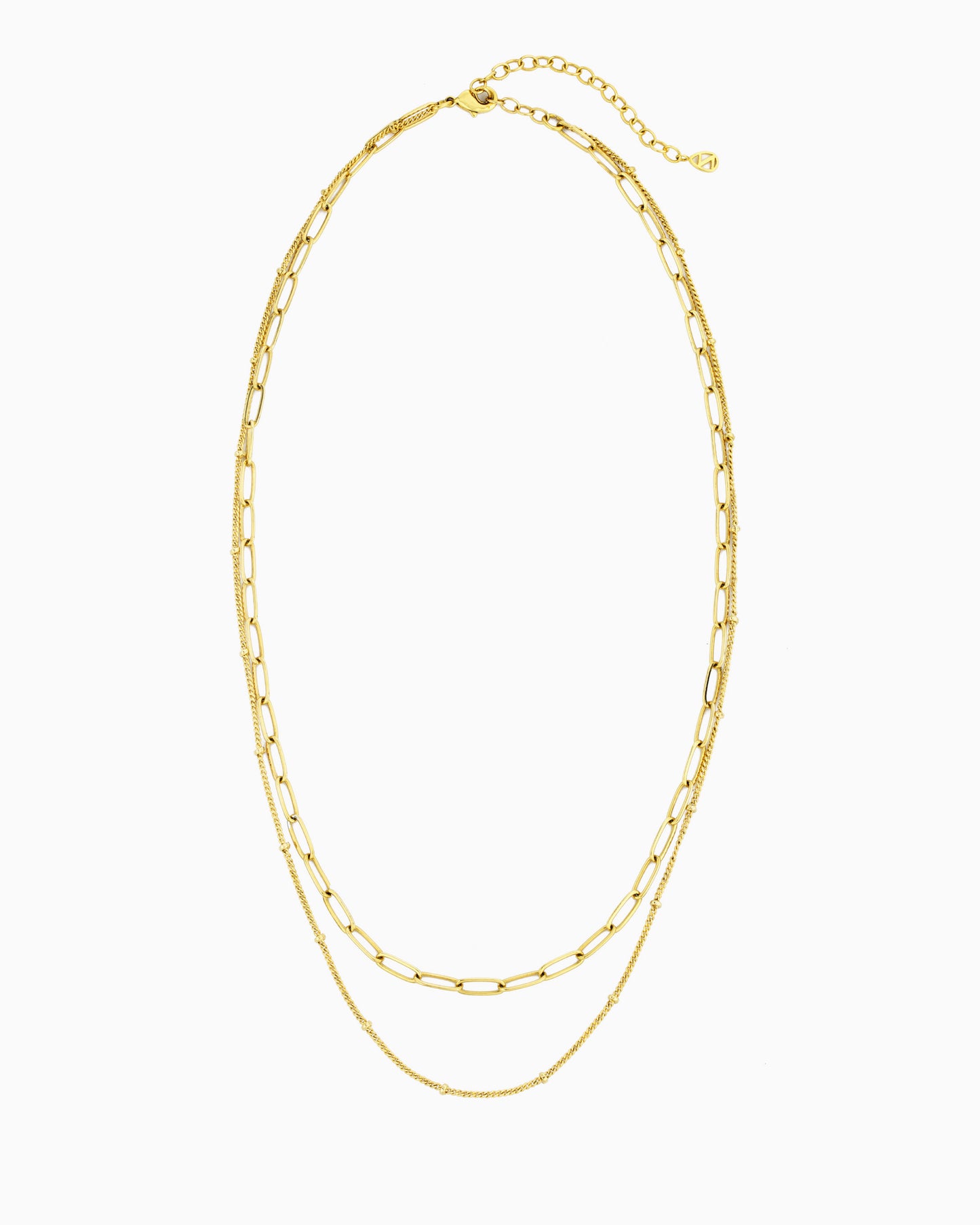 PAPERCLIP & SATELLITE CHAIN LAYERED NECKLACE