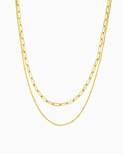 PAPERCLIP & SATELLITE CHAIN LAYERED NECKLACE
