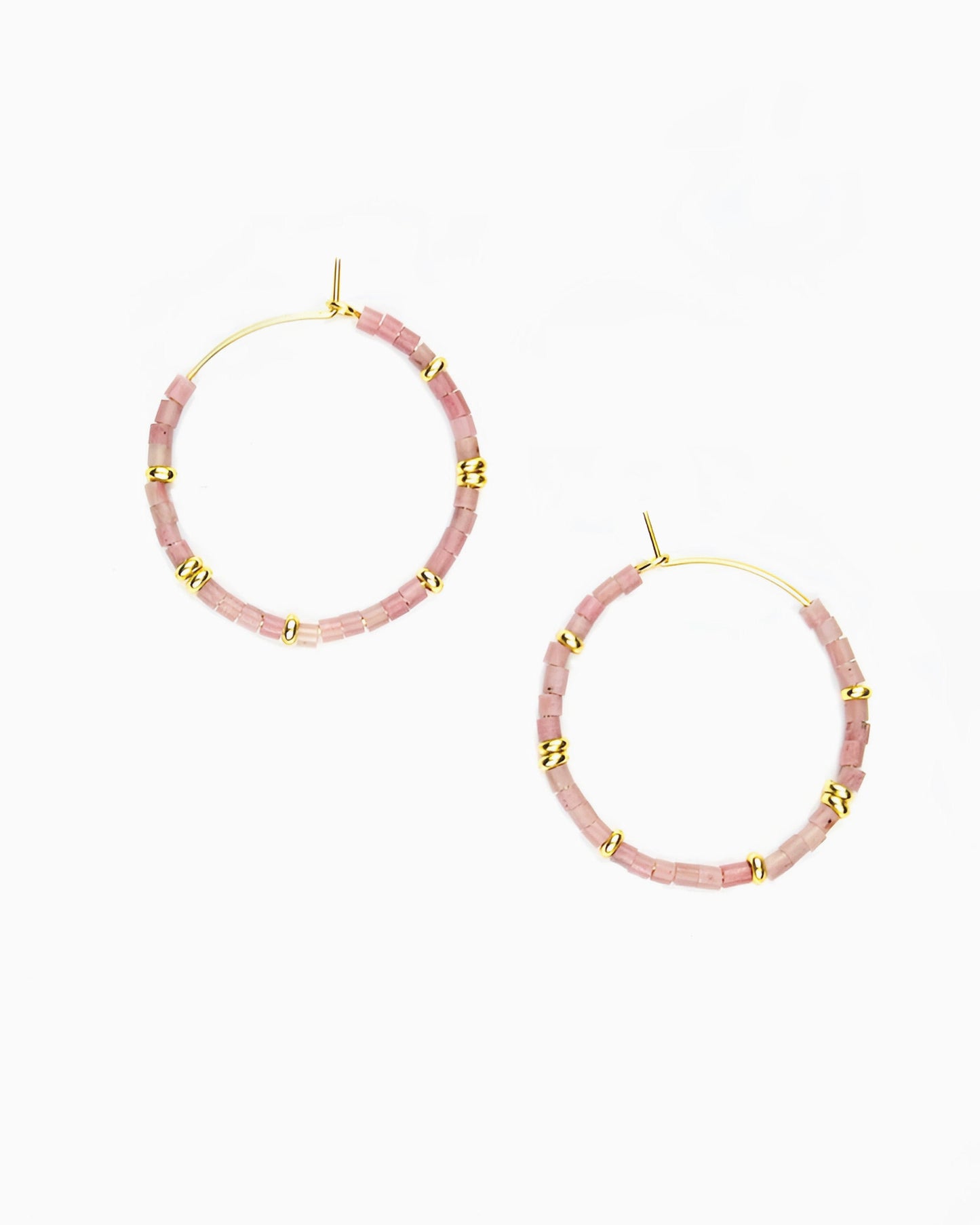 BLUSH GEMSTONE HOOP EARRINGS