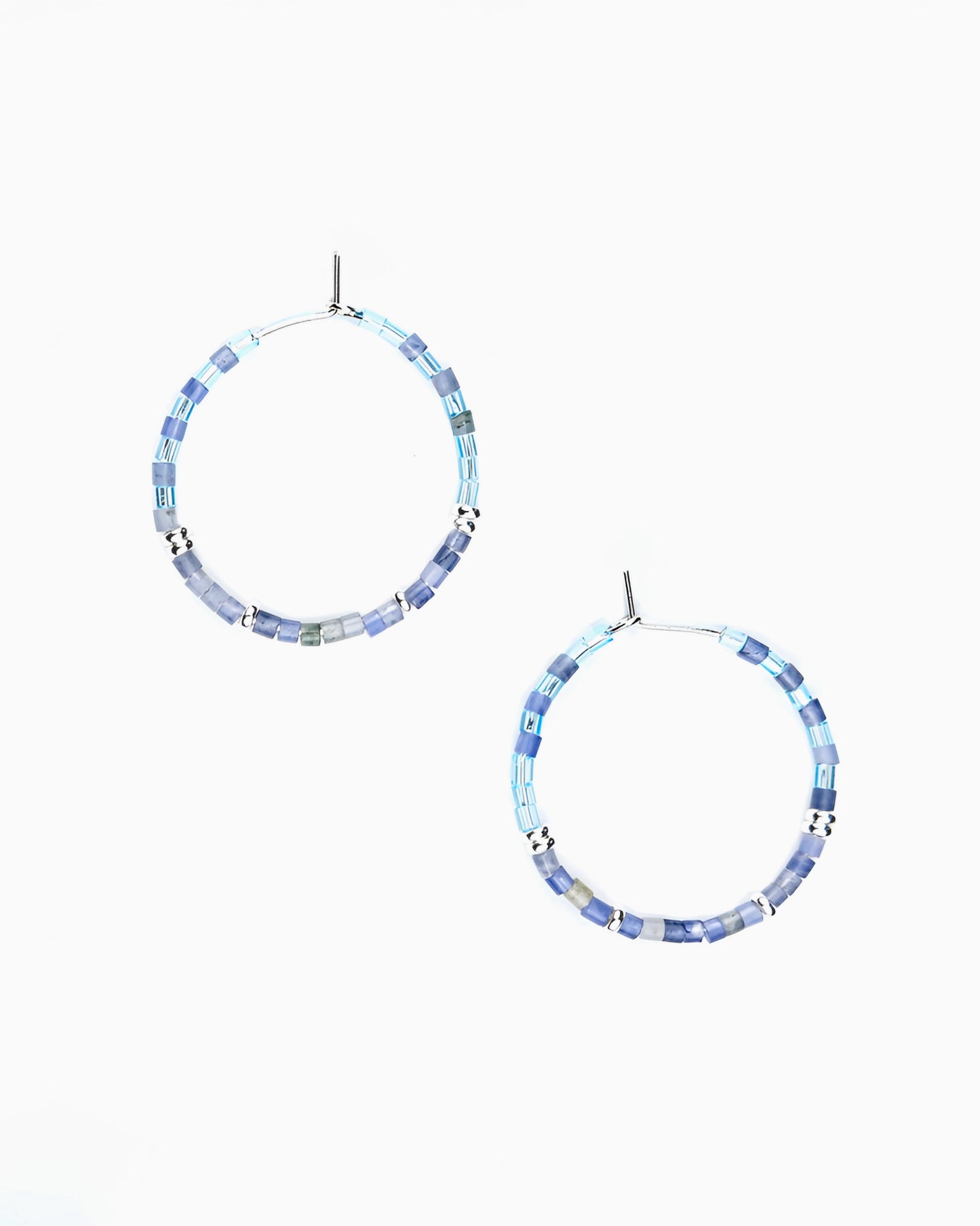 AZURE WAVES GEMSTONE HOOP EARRINGS