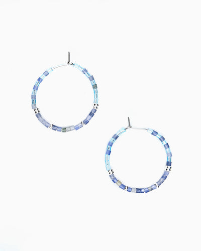 AZURE WAVES GEMSTONE HOOP EARRINGS