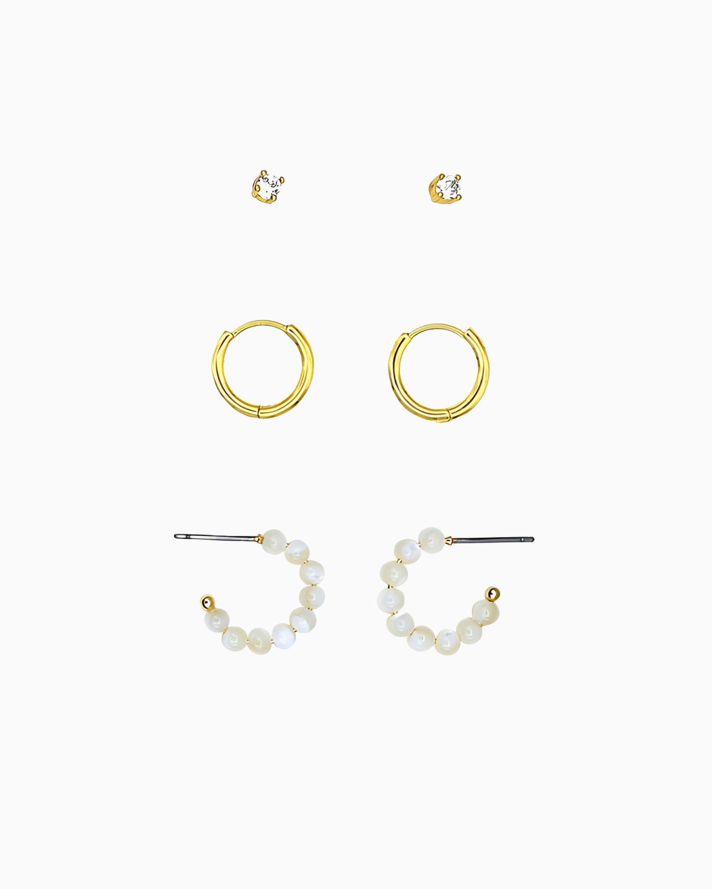 MOP BEADED HOOP EARRINGS SET